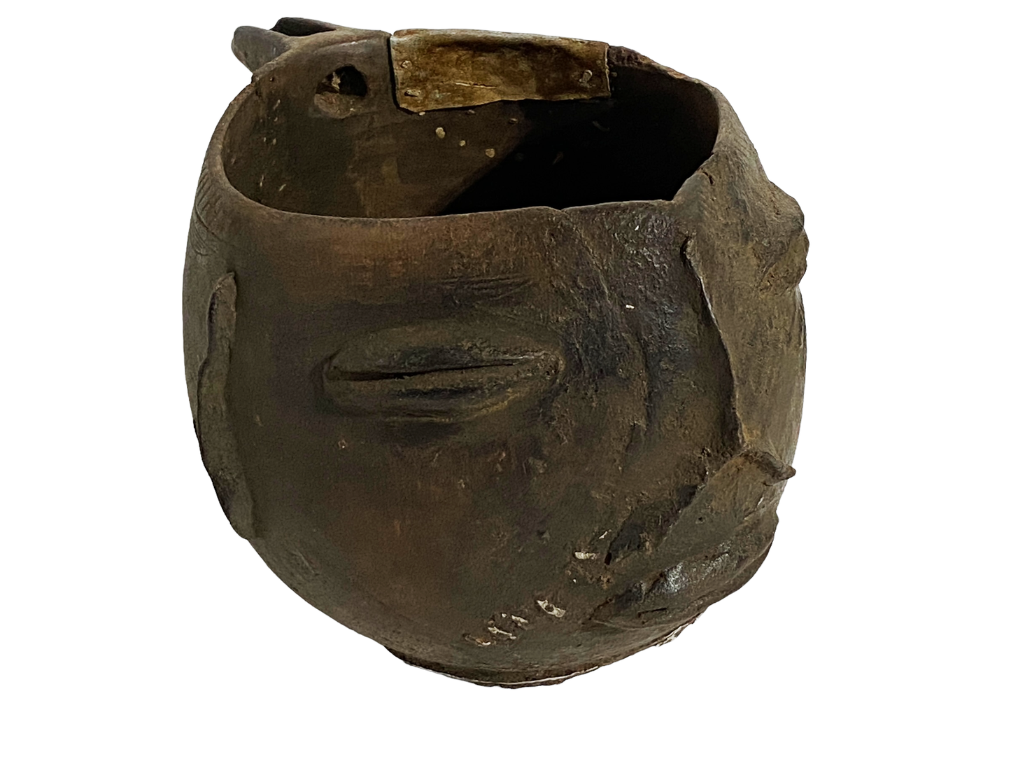 #5043 African Tribal  Kuba wooden Cup Figural Head Congo