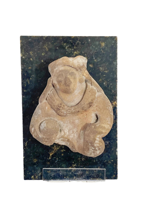 #4619 Pre Colombian Fragment of A Ball Player on Stand 4.25" H