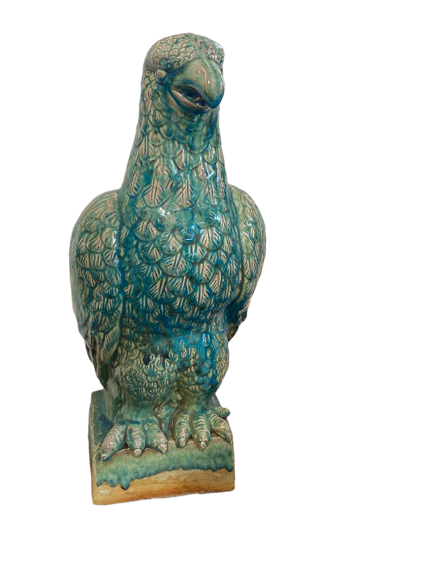 #4728 Lg Chinoiserie Celadon Porcelain Sculpture Of an Eagle