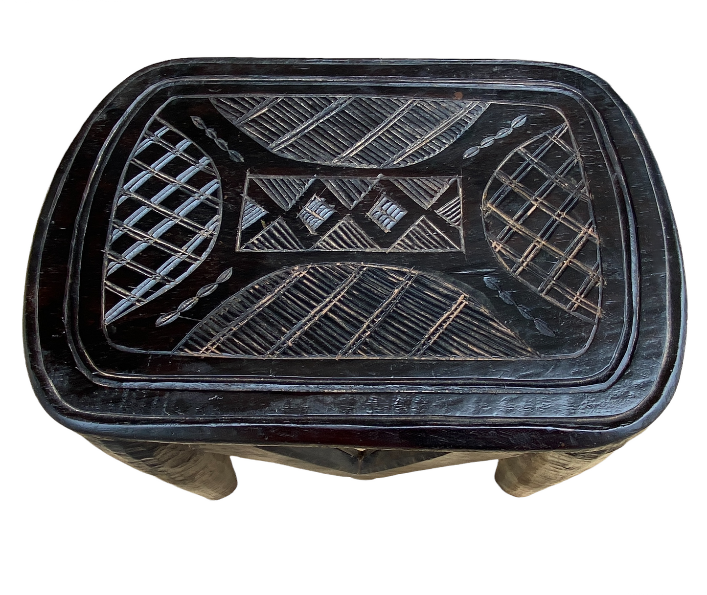 #4512 Superb African LG  Nupe Stool Nigeria  22.5" W by 14.5" H