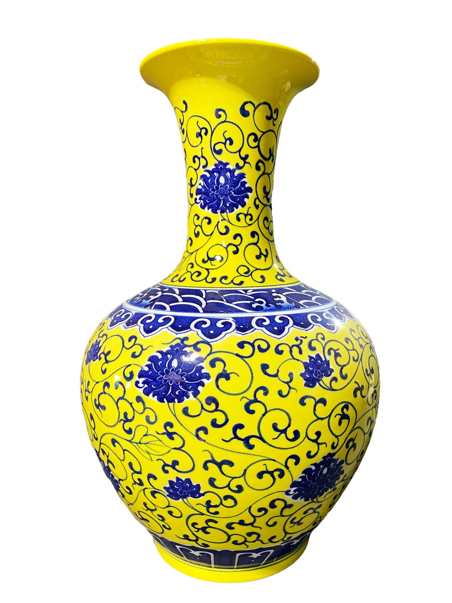 #4735 Chinoiserie Famille Jaune Porcelain Onion Shape Vase