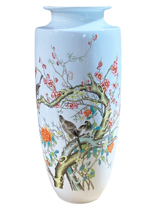 #3248 Chinoiserie Porcelain Egg Shell Vase 15" h