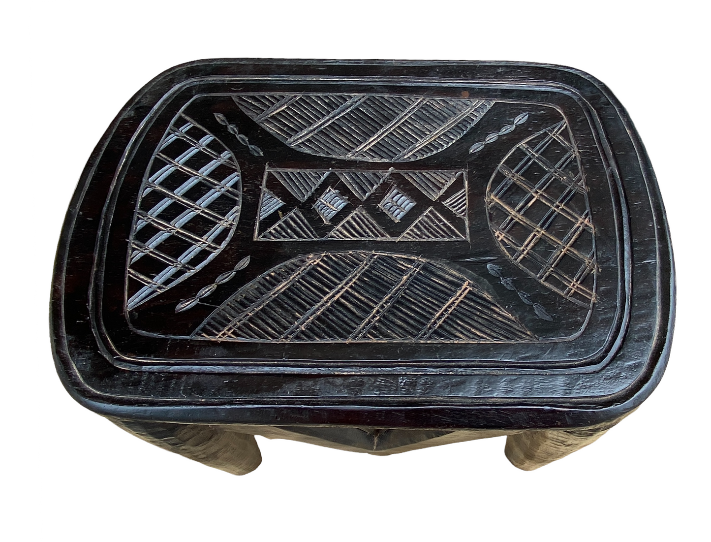 #4512 Superb African LG  Nupe Stool Nigeria  22.5" W by 14.5" H