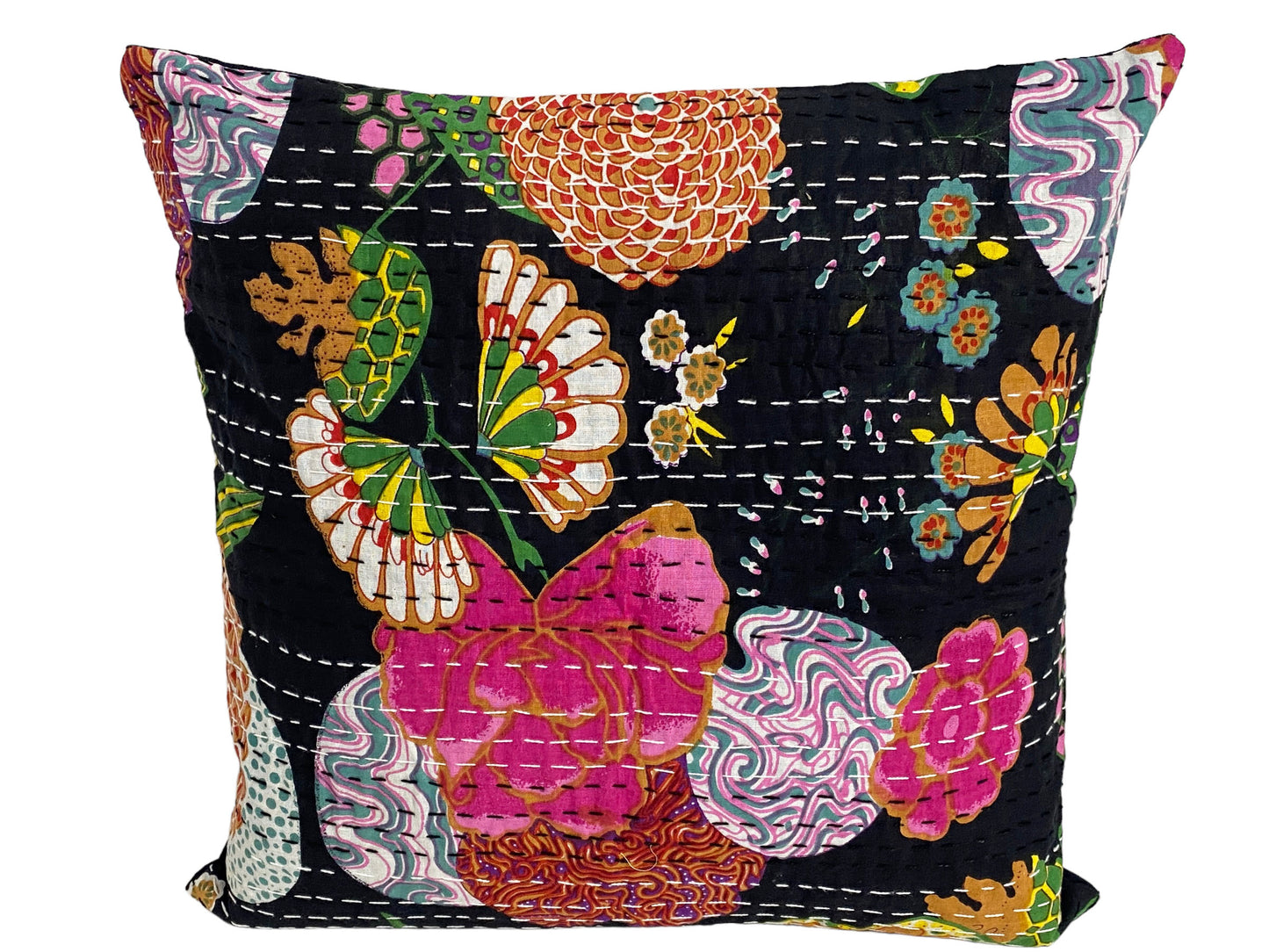 #5310 Indian Kantha Cushion Cover Cotton Decorative Throw Pillow Case 16"