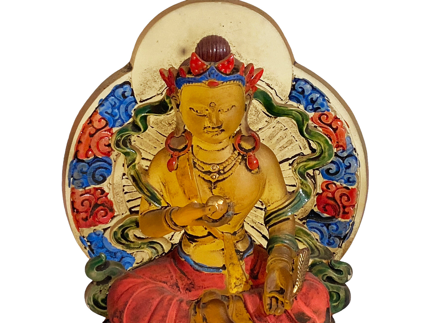 #4615 Chinoiserie Peking Overlay Carved Glass Siddhartha Gautama Buddha 4.5" H