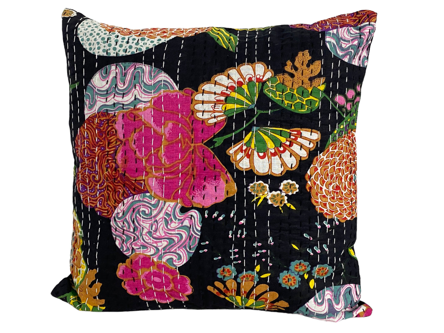 #5310 Indian Kantha Cushion Cover Cotton Decorative Throw Pillow Case 16"