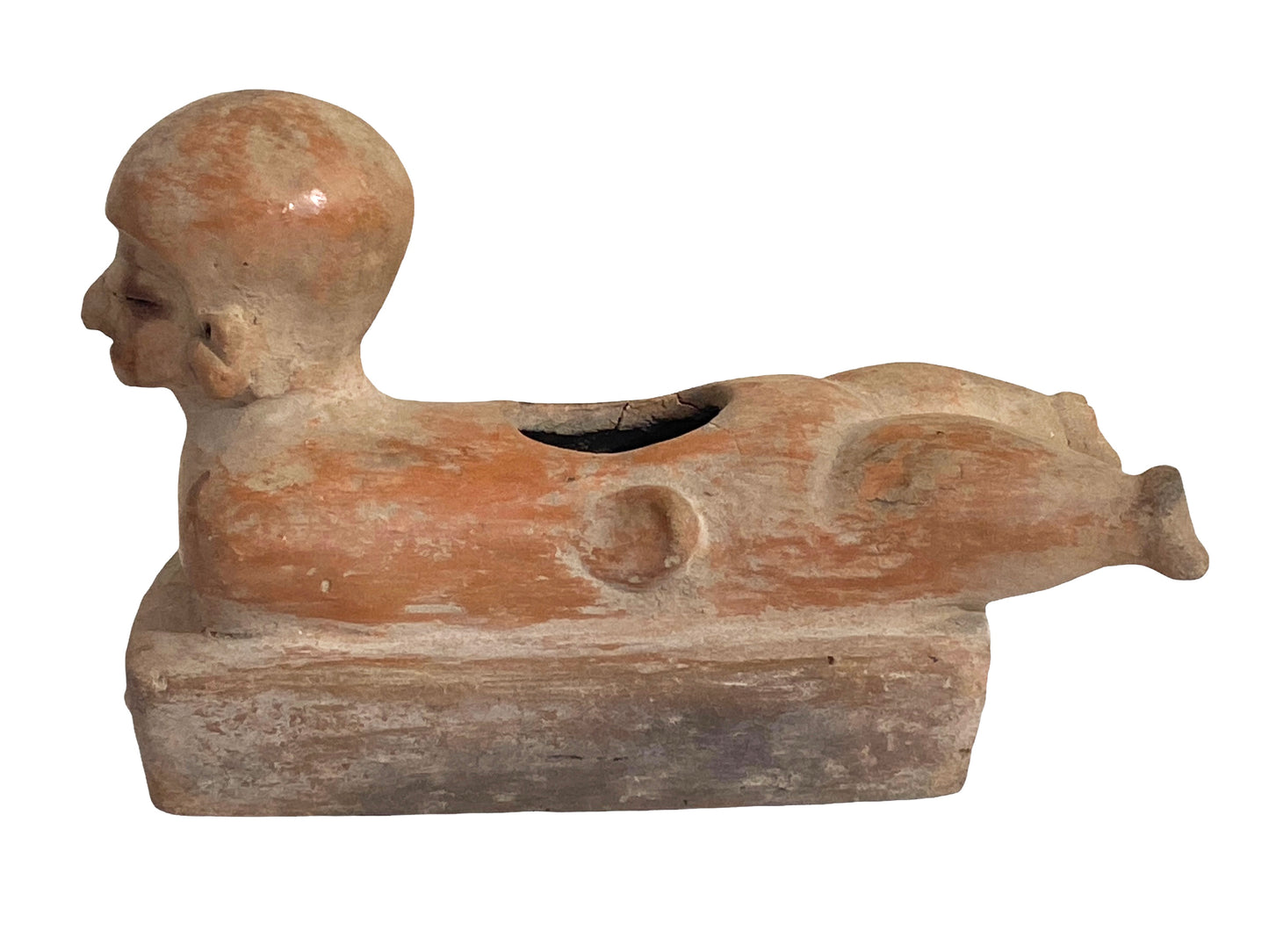 # 230 Rare Pre-Columbian - Jama Coaque Male Figure W/Helmet