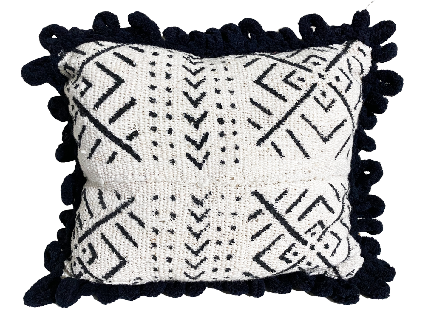#4807Contemporary Black & White Pillow Made from Vintage Bogolan African Mali Mud Cloth