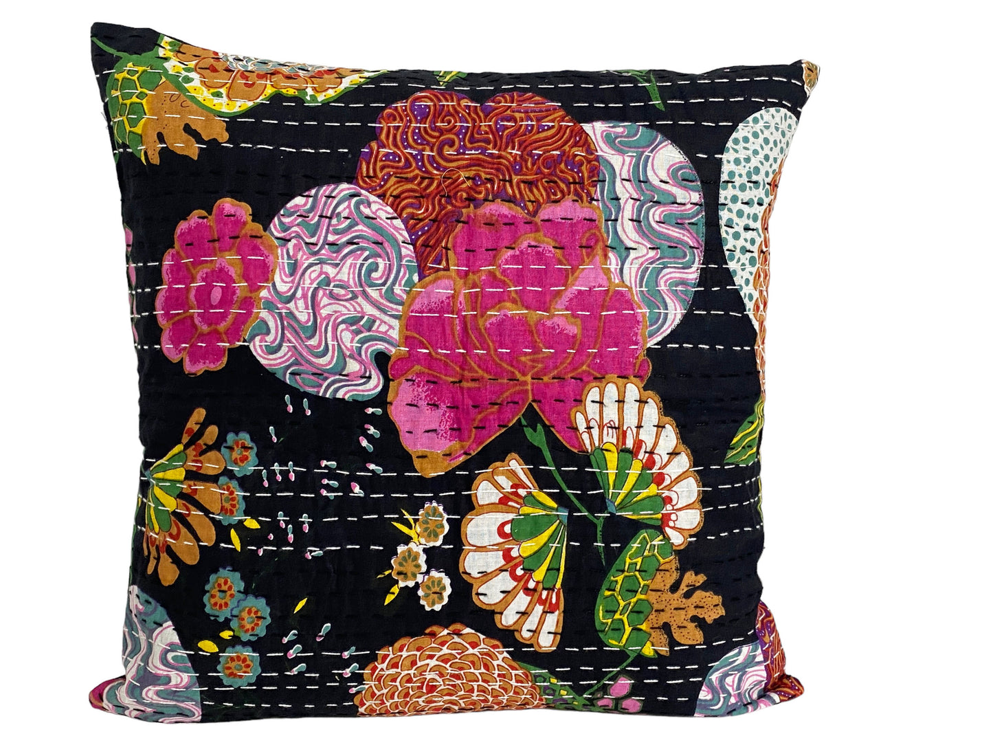 #5310 Indian Kantha Cushion Cover Cotton Decorative Throw Pillow Case 16"