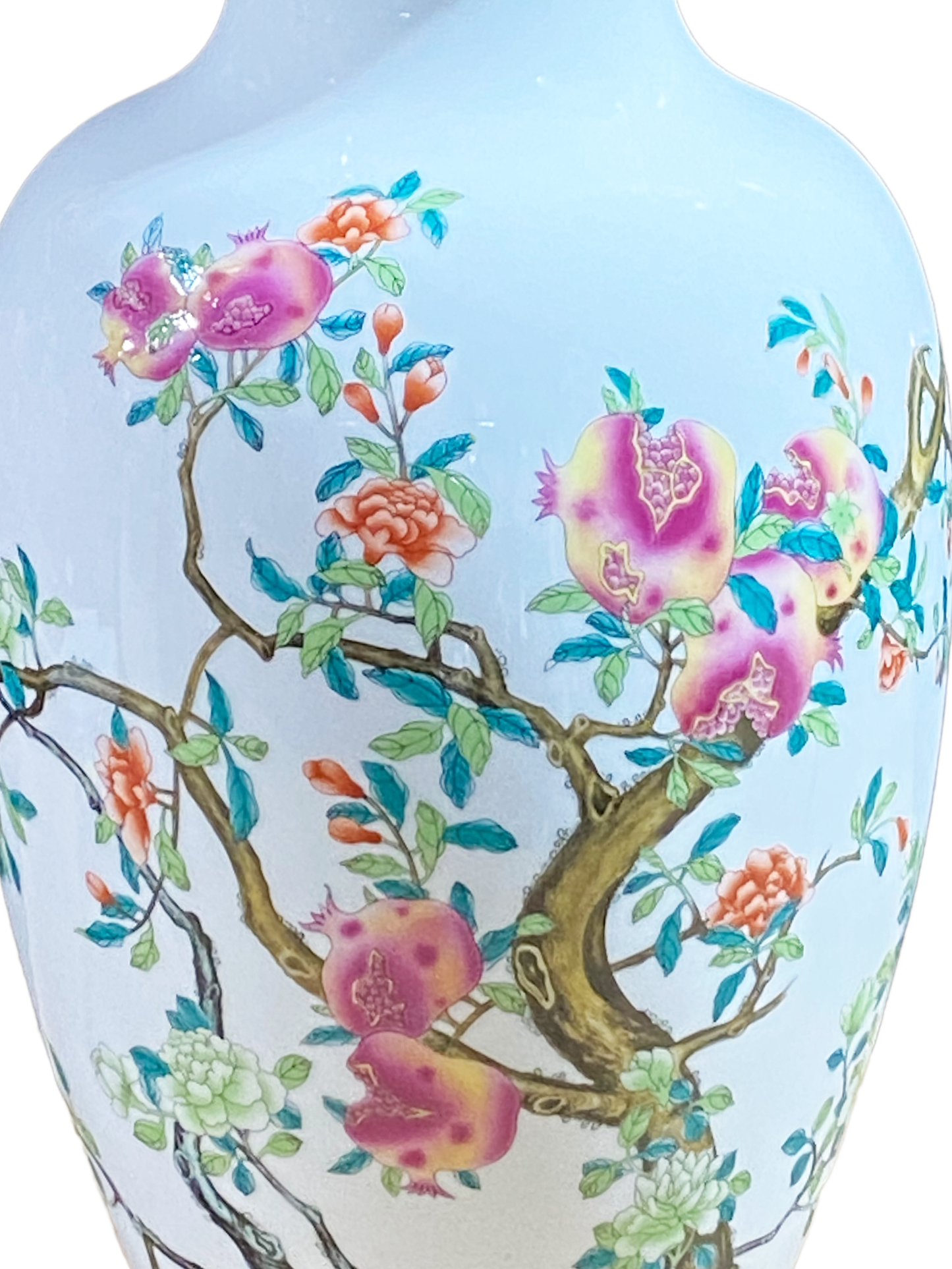 #3143 Chinoiserie Porcelain Egg Shell Vase 14" H