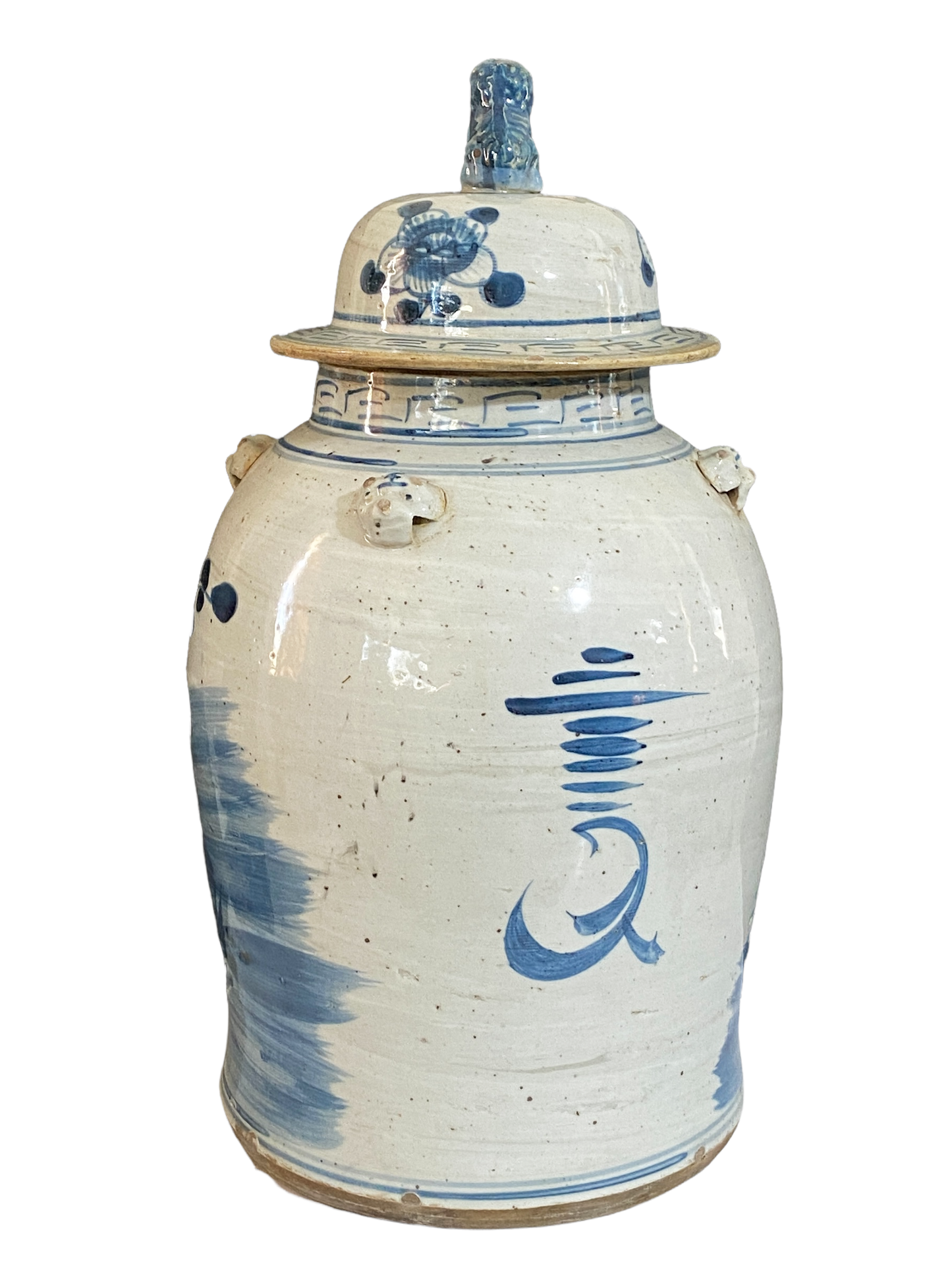 #3691 Chinoiserie B & W Porcelain Ginger Jar 18.5" H