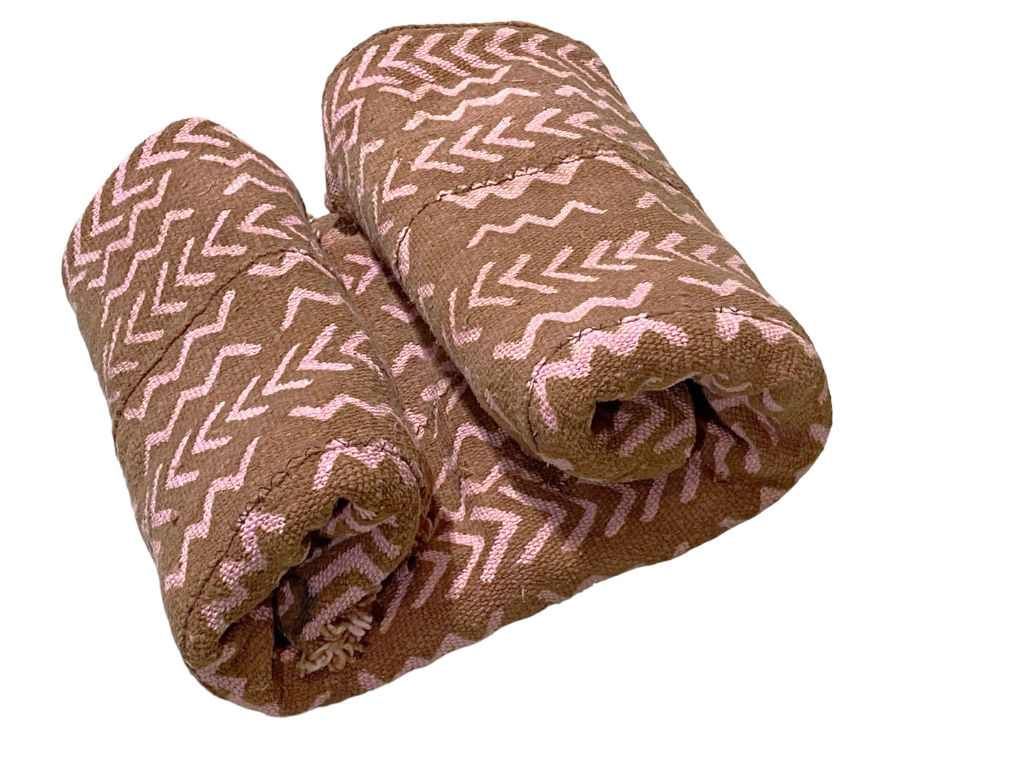 # 5301 Malian Brown  & Pink  Mud Cloth Textile 55"H by 42" W