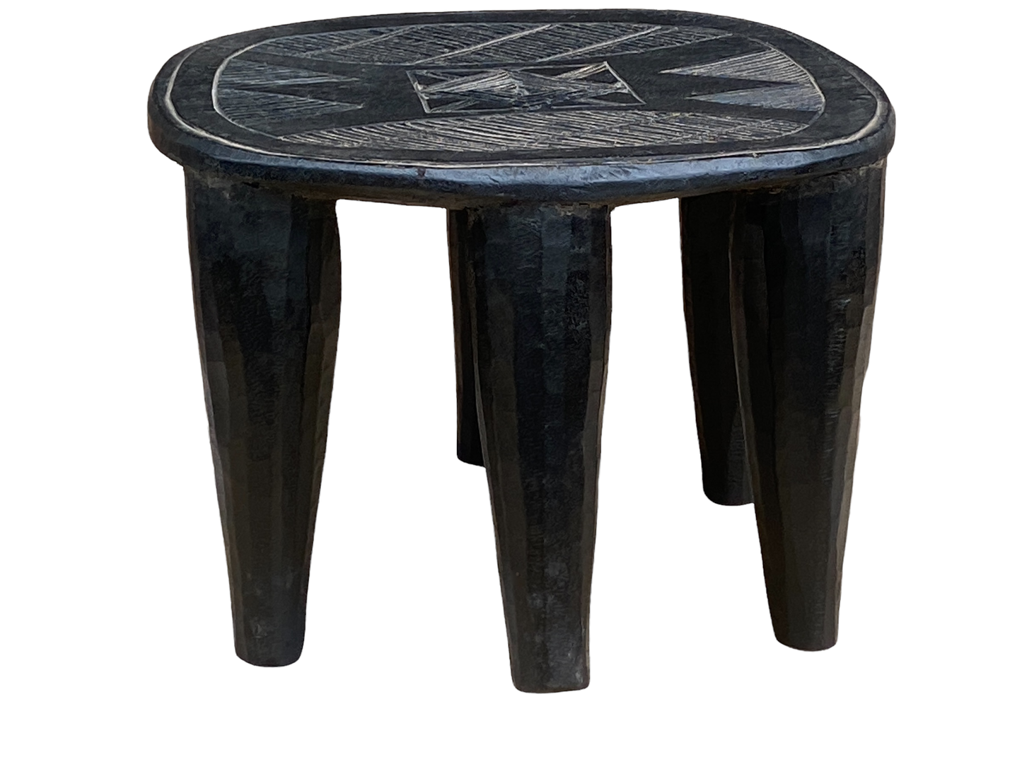 #4516 Superb African   Nupe Stool / Table Nigeria  13" H by 17" W