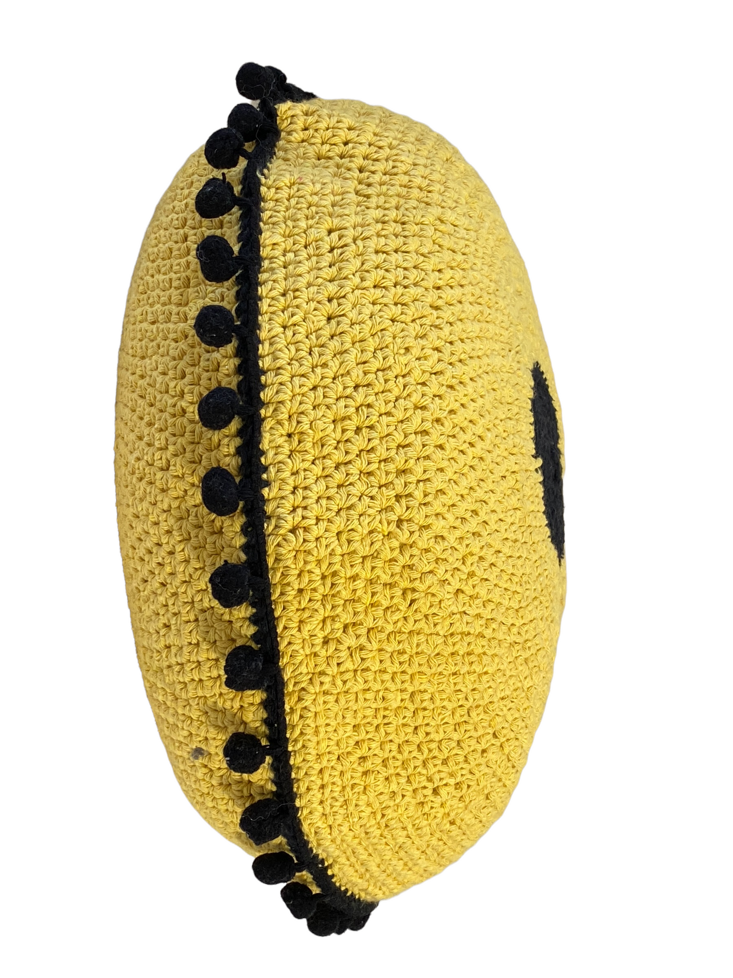 #4717 Handmade Round Crochet Pillow With Decorative Tassels