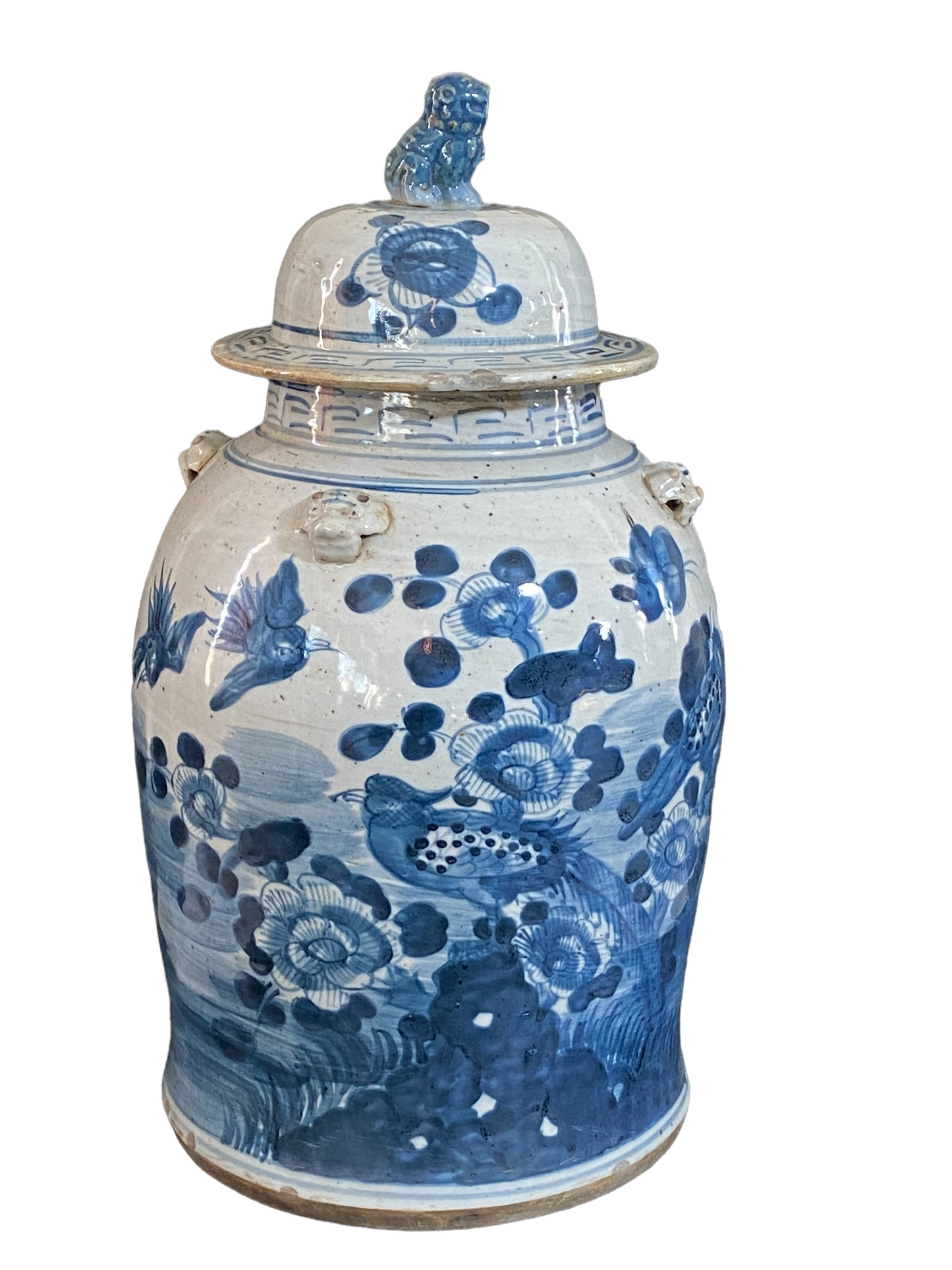 #3691 Chinoiserie B & W Porcelain Ginger Jar 18.5" H