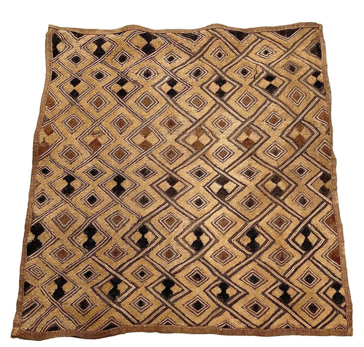 #5326  Vintage African Kuba Kasai Raffia Textile 24" by 23"