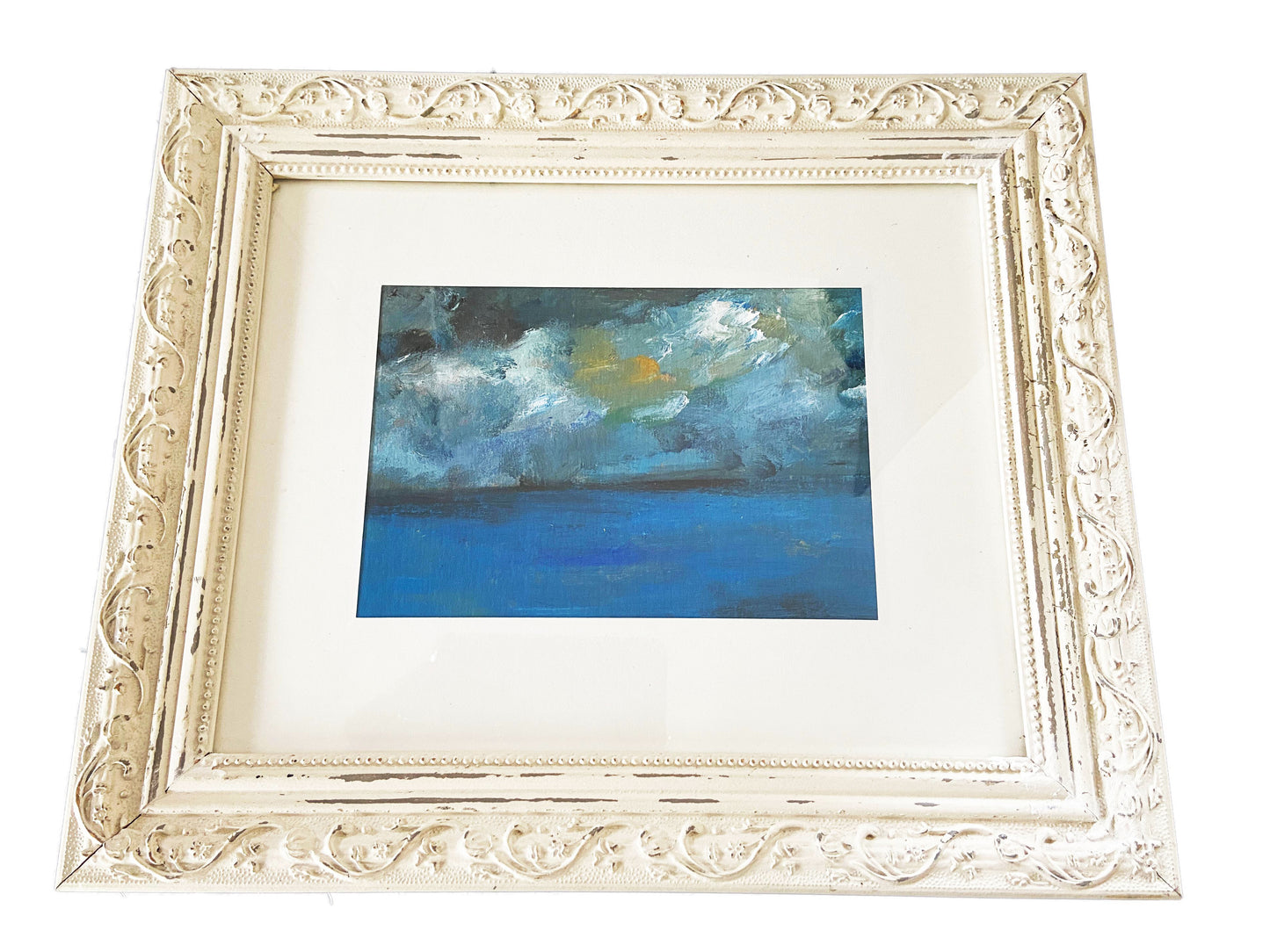 #797 Acrylic Landscape on Paper Framed Abstract 10.5" by 12.5" By YJR
