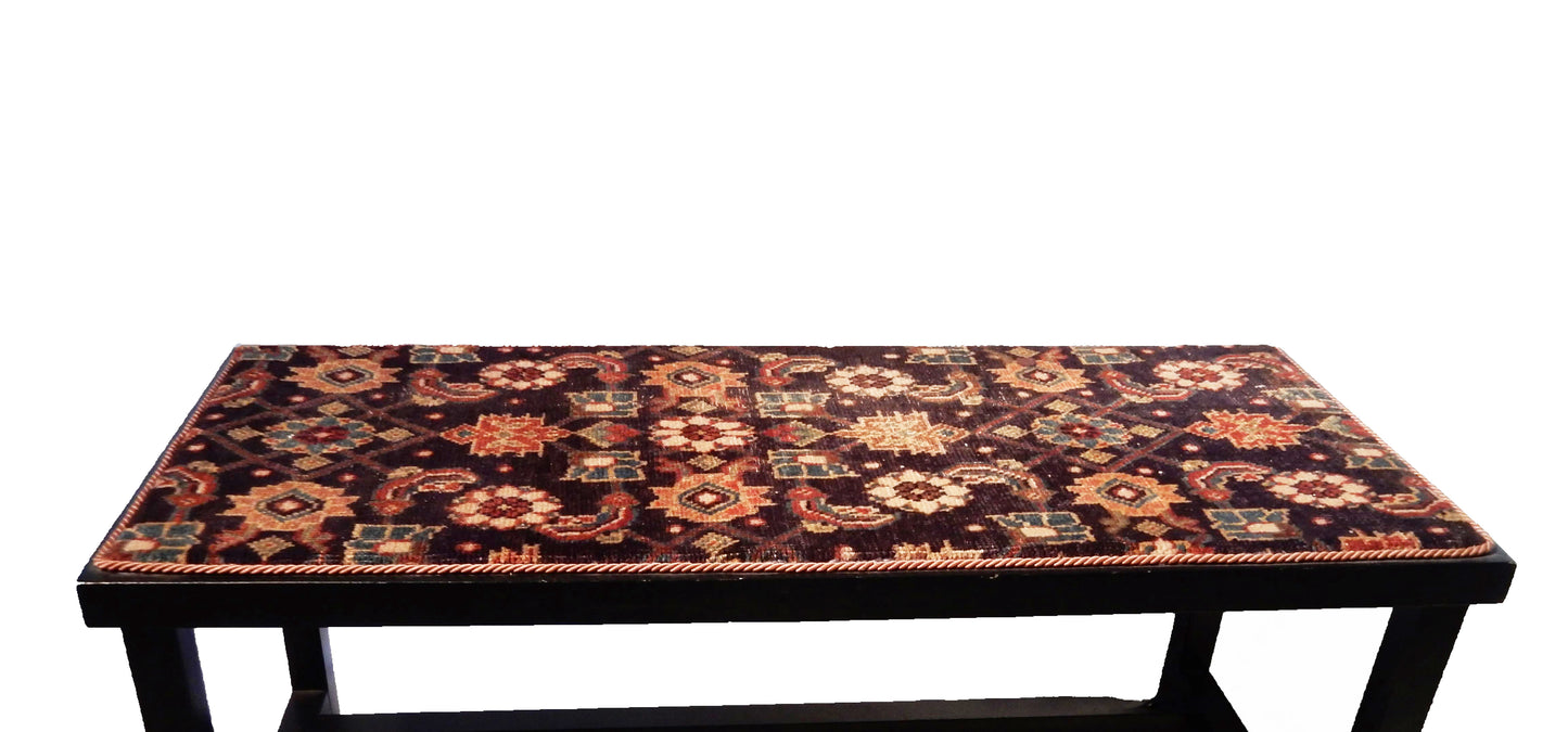 Lacquer Wood Coffee Table W/Malayer Rug Top