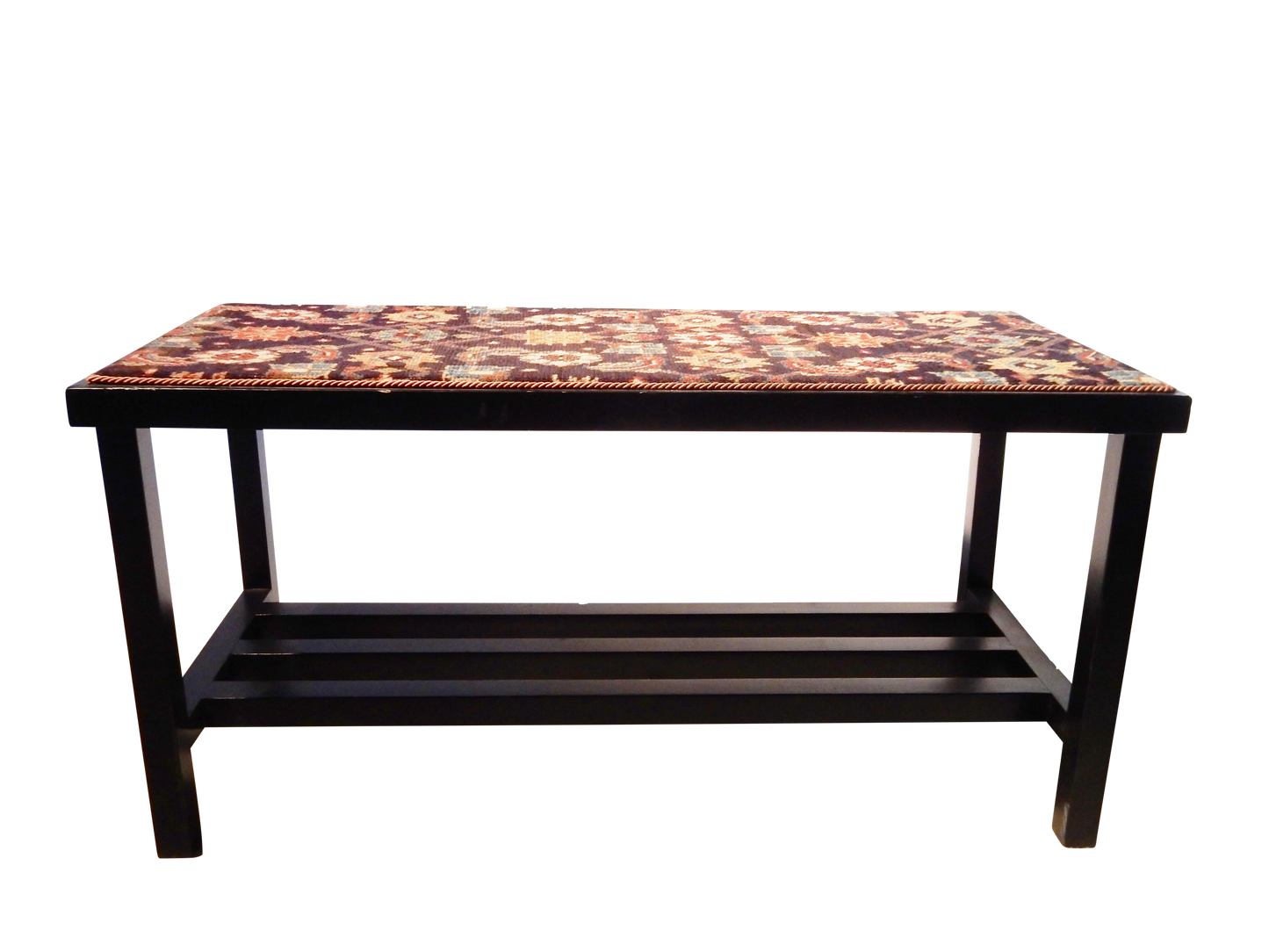 Lacquer Wood Coffee Table W/Malayer Rug Top