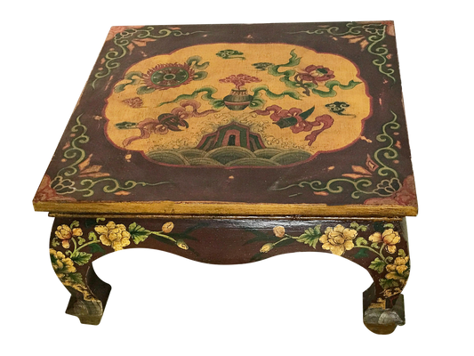 #3026 Tibetan Hand-Painted Wood Coffee Table