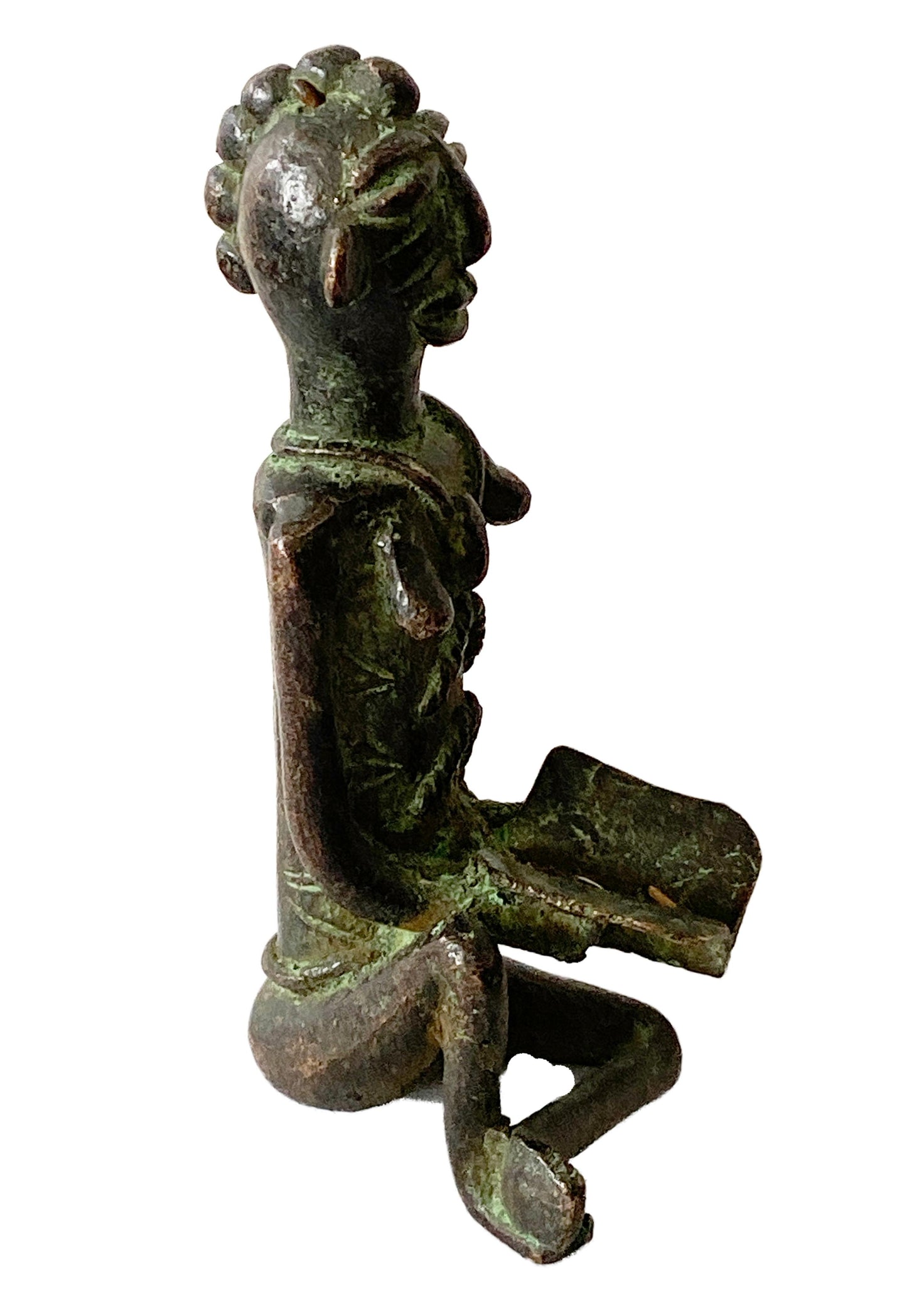 #774 Superb Benin Bronze of a seated female Nigeria African 5.75" H