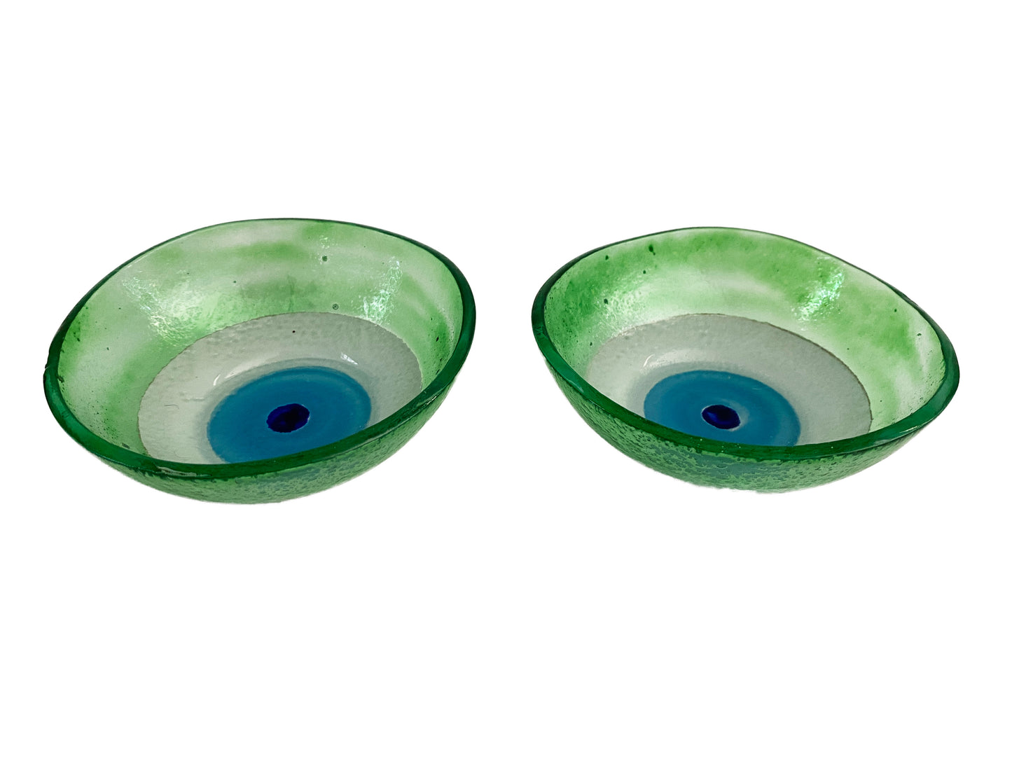 #3784 Middle Eastern Green  Glass Bowls with Eye  Set Of Two