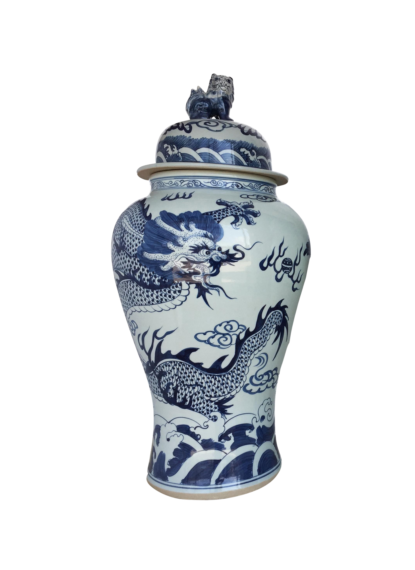#979 Chinoiserie Blue& White Porcelain Ginger Jar Dragon & Phoenix