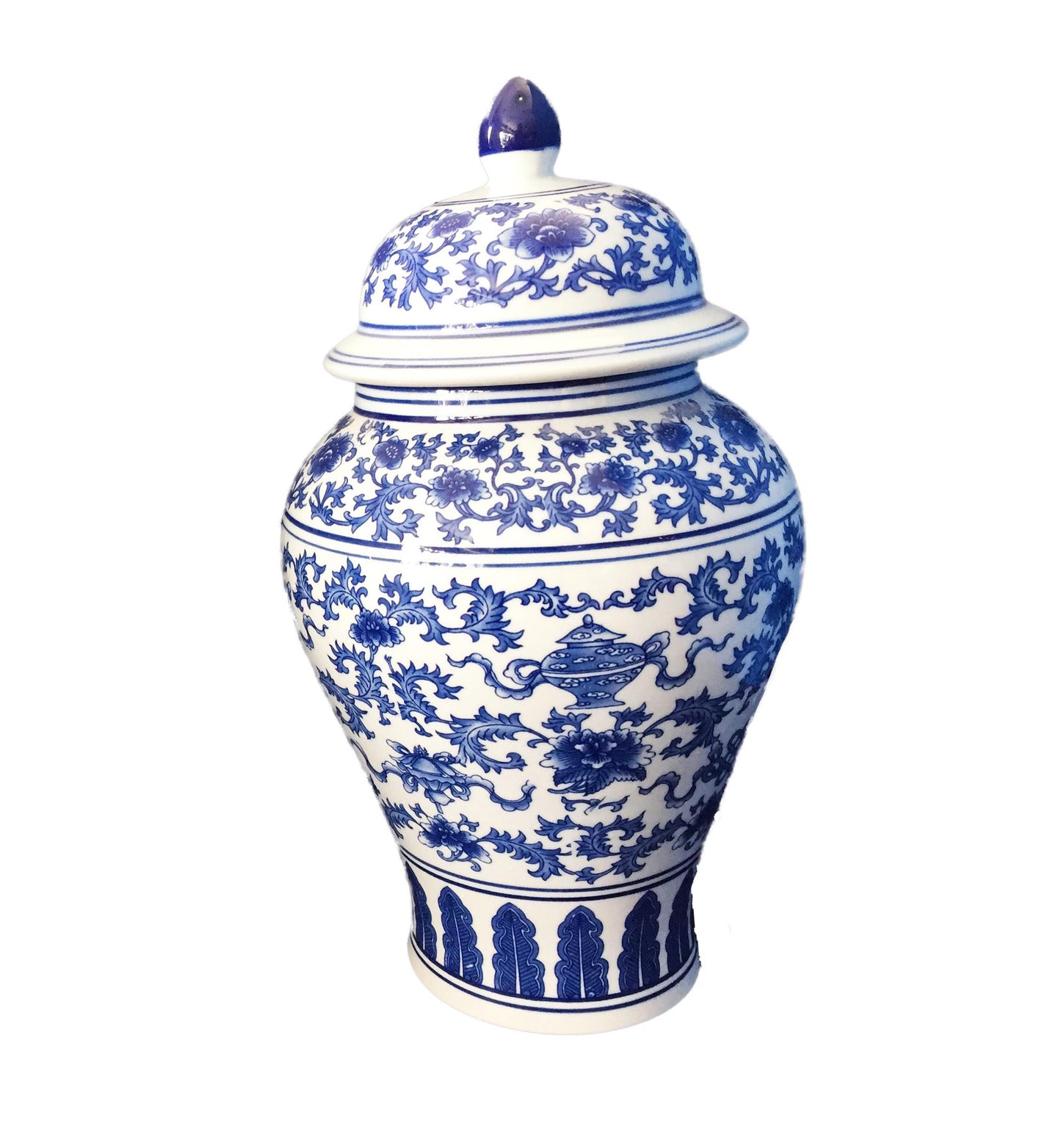 #868 Chinese Porcelain B & W Ginger Jar 14.5" h