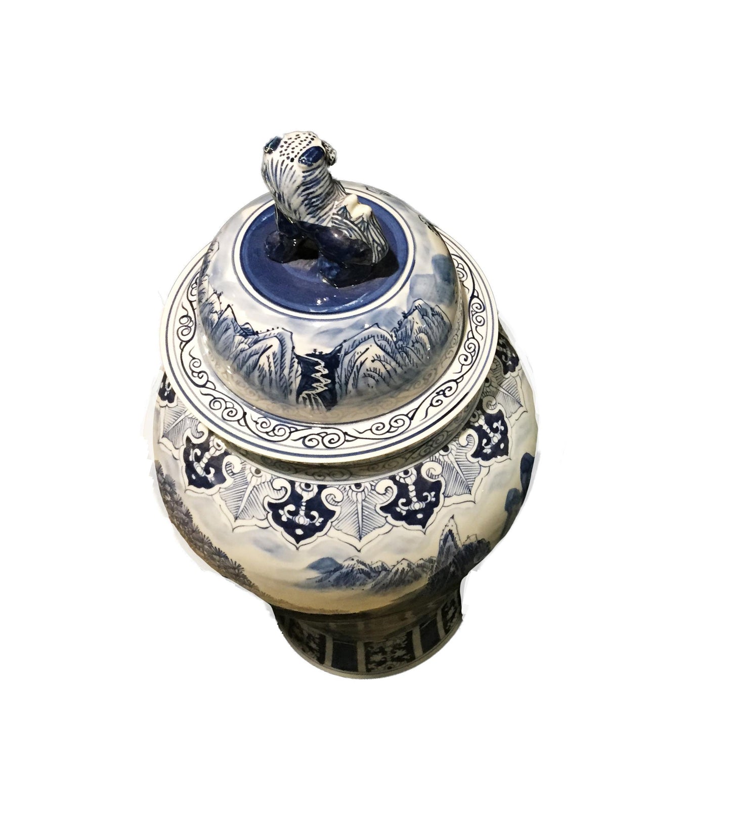 #952 Mansion Size Chinoiserie Porcelain Landscape Ginger Jar
