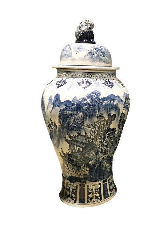 #952 Mansion Size Chinoiserie Porcelain Landscape Ginger Jar