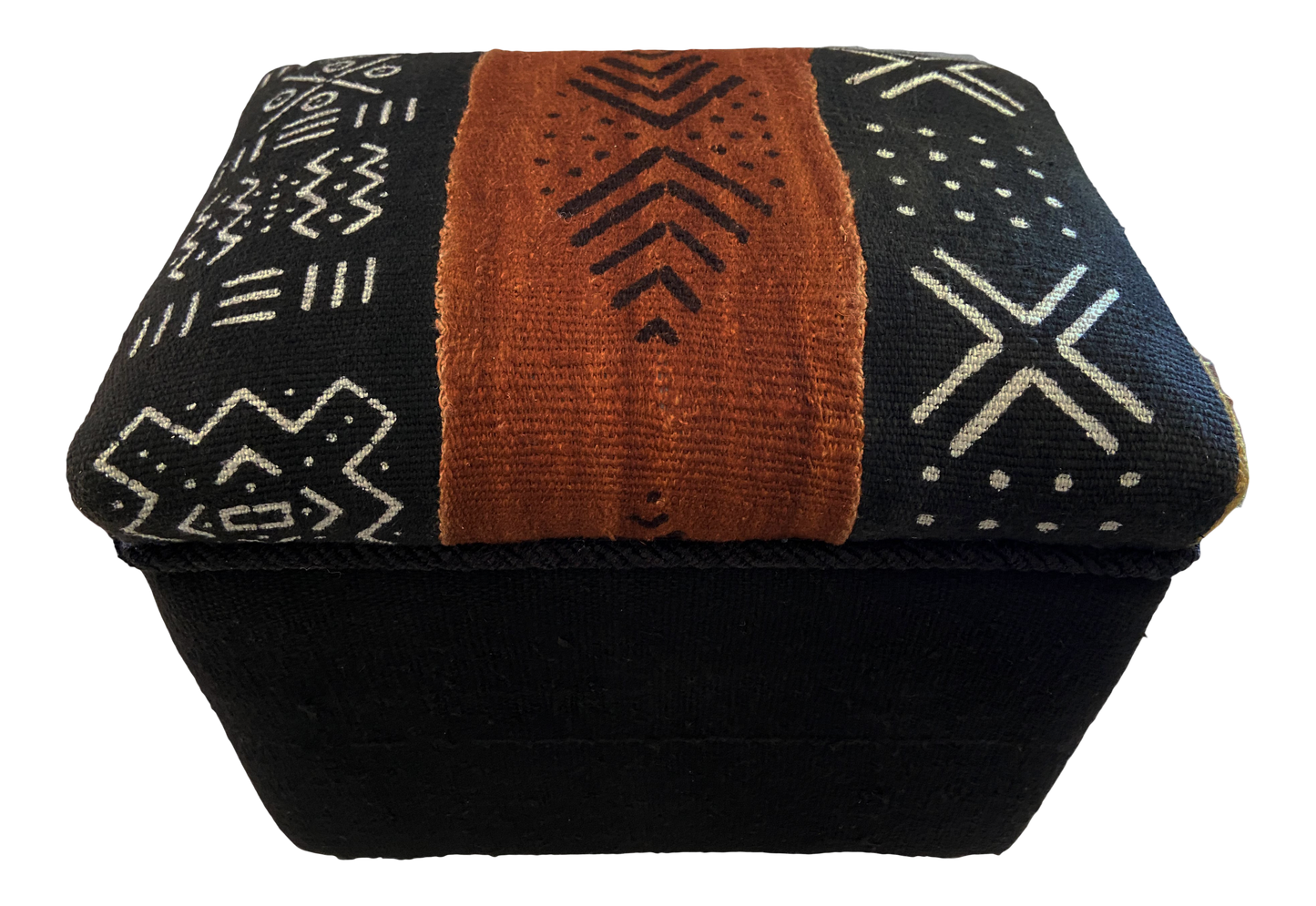 #2253 Custom Made Malian Mud Cloth Bogolan Textile Footstool/Ottoman