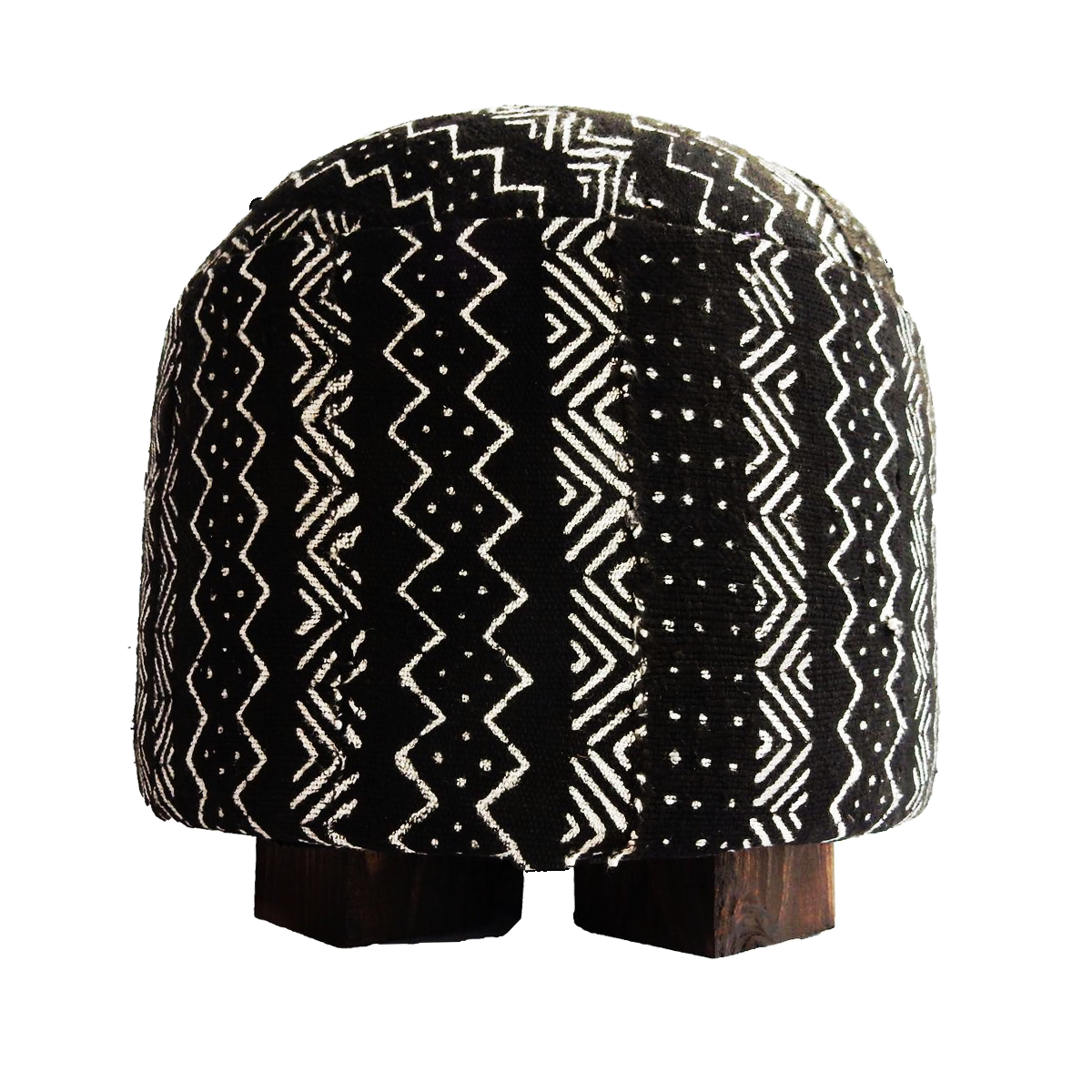 #5028 Superb Ottoman in African Malian Black & White Mud Cloth  Textile  16" h