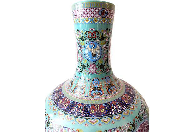 # 3463 Large Chinese Porcelain Onion Shaped Vases S/2  20.5 " H