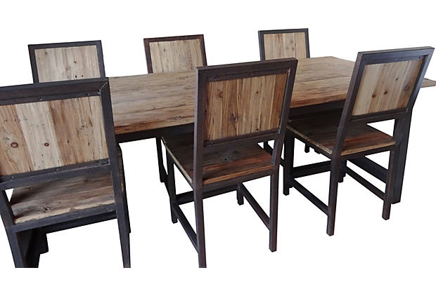 #3584 Industrial Wood & Iron Dining Set