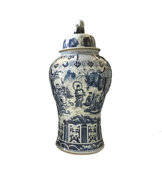 #911 Mansion Size Chinoiserie Blue & White Porcelain Ginger Jar 46" H