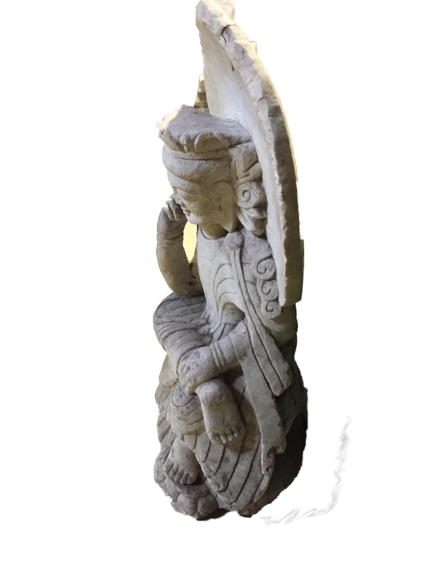 #823 Old Hand-Chiseled Marble Buddha