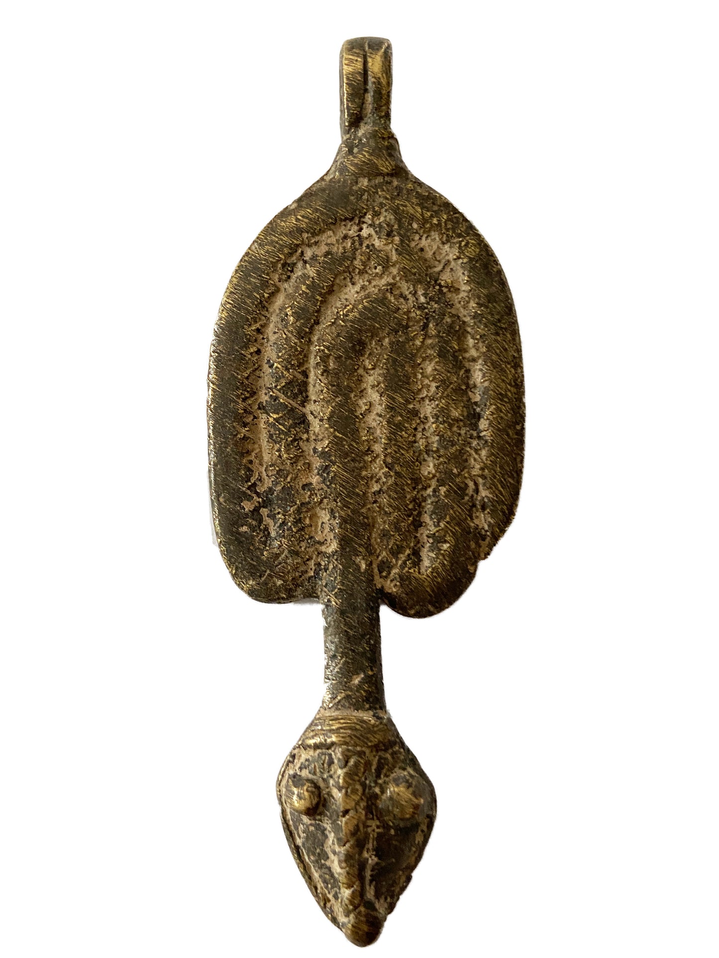 #2134 Superb Gan Bronze Amulet Pendant of Ornate Serpent Burkina Faso Africa