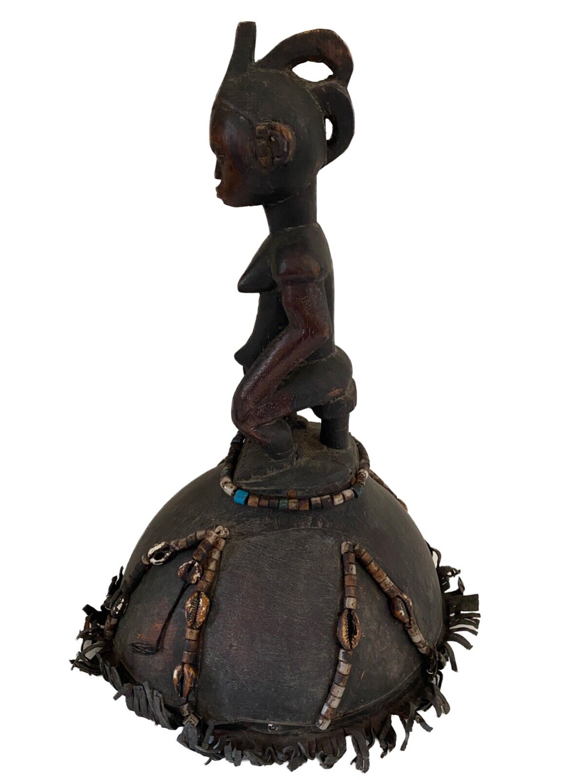 # 3962 / 21 African Old Senufo Royal Hat Skull Cameroon 15" H