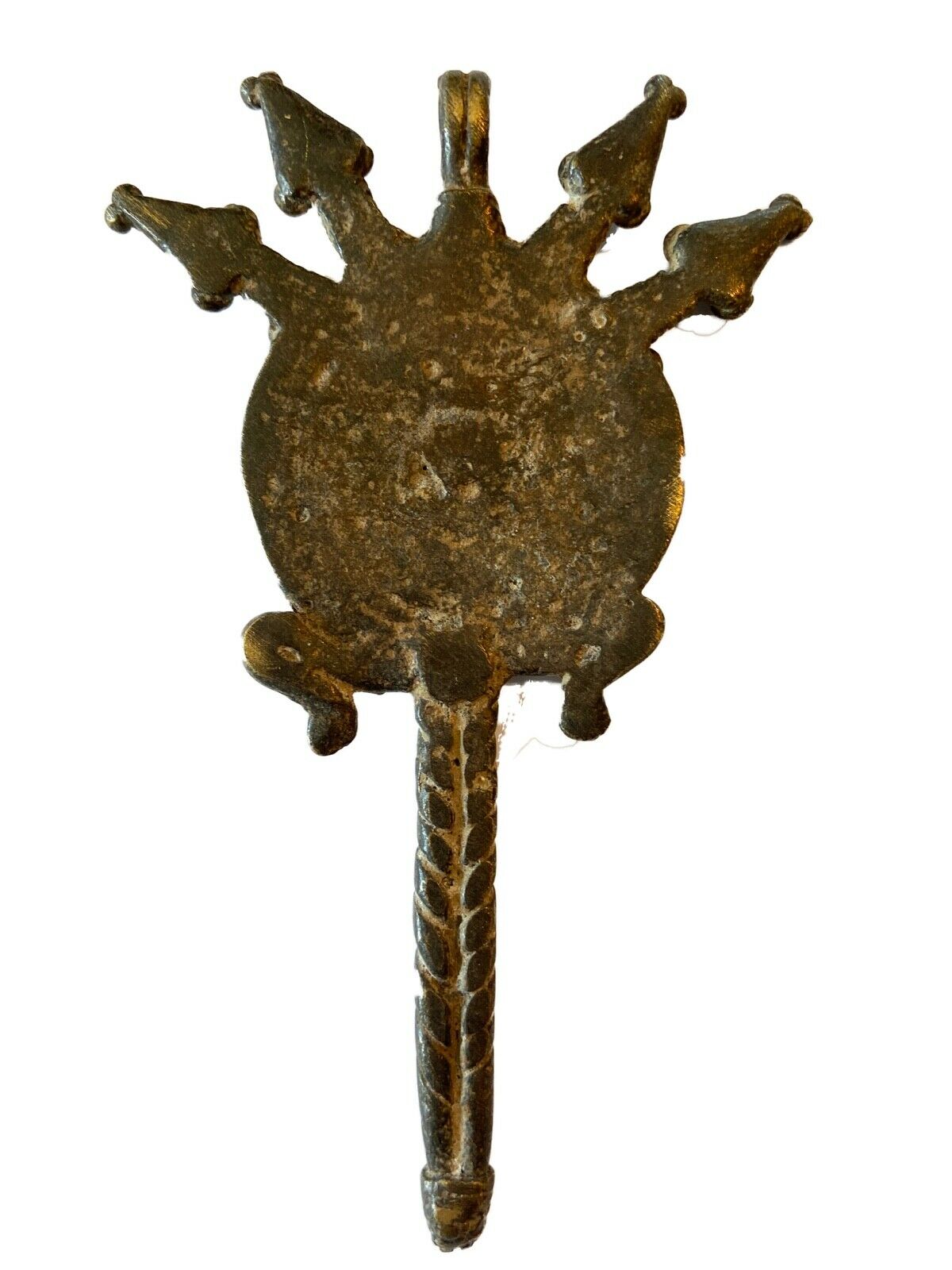 #888 Superb large Gan Bronze Amulet Pendant 4 Serpent Heads Burkina Faso Africa