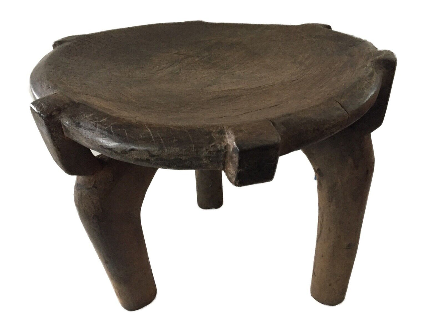 # 2012/90 African Old  Wood Milk Stool Hehe Gogo People Tanzania 14" H by 18" D