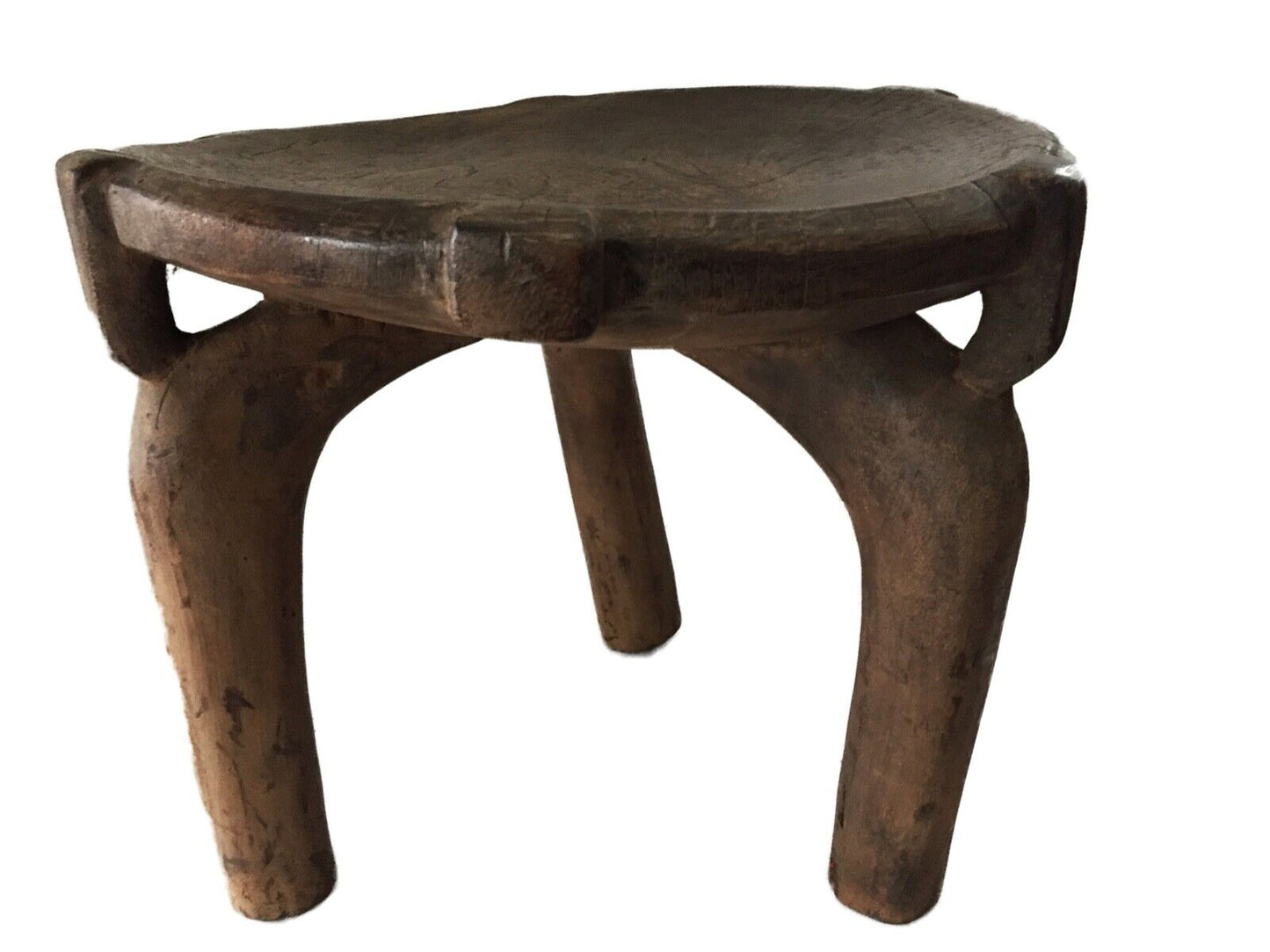 # 2012/90 African Old  Wood Milk Stool Hehe Gogo People Tanzania 14" H by 18" D
