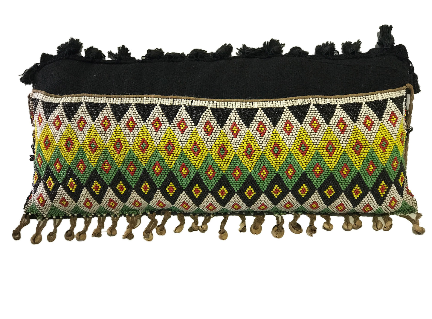 Tribal African Kirdi Beaded Pikuran Lumbar Pillow 18.5" W # 382