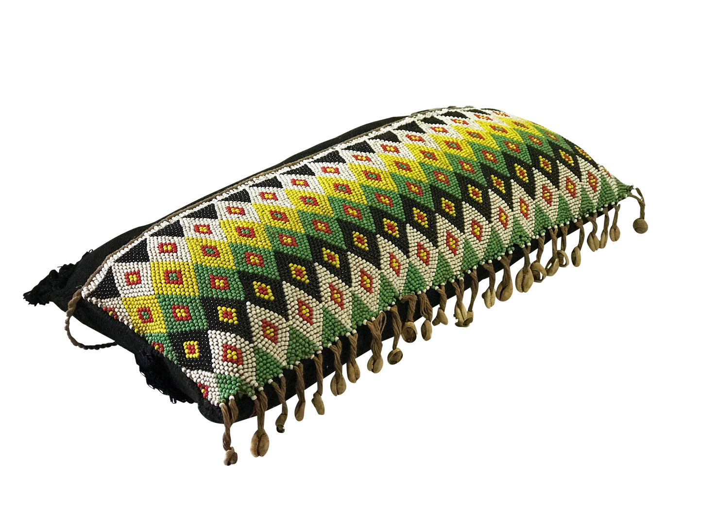 Tribal African Kirdi Beaded Pikuran Lumbar Pillow 18.5" W # 382