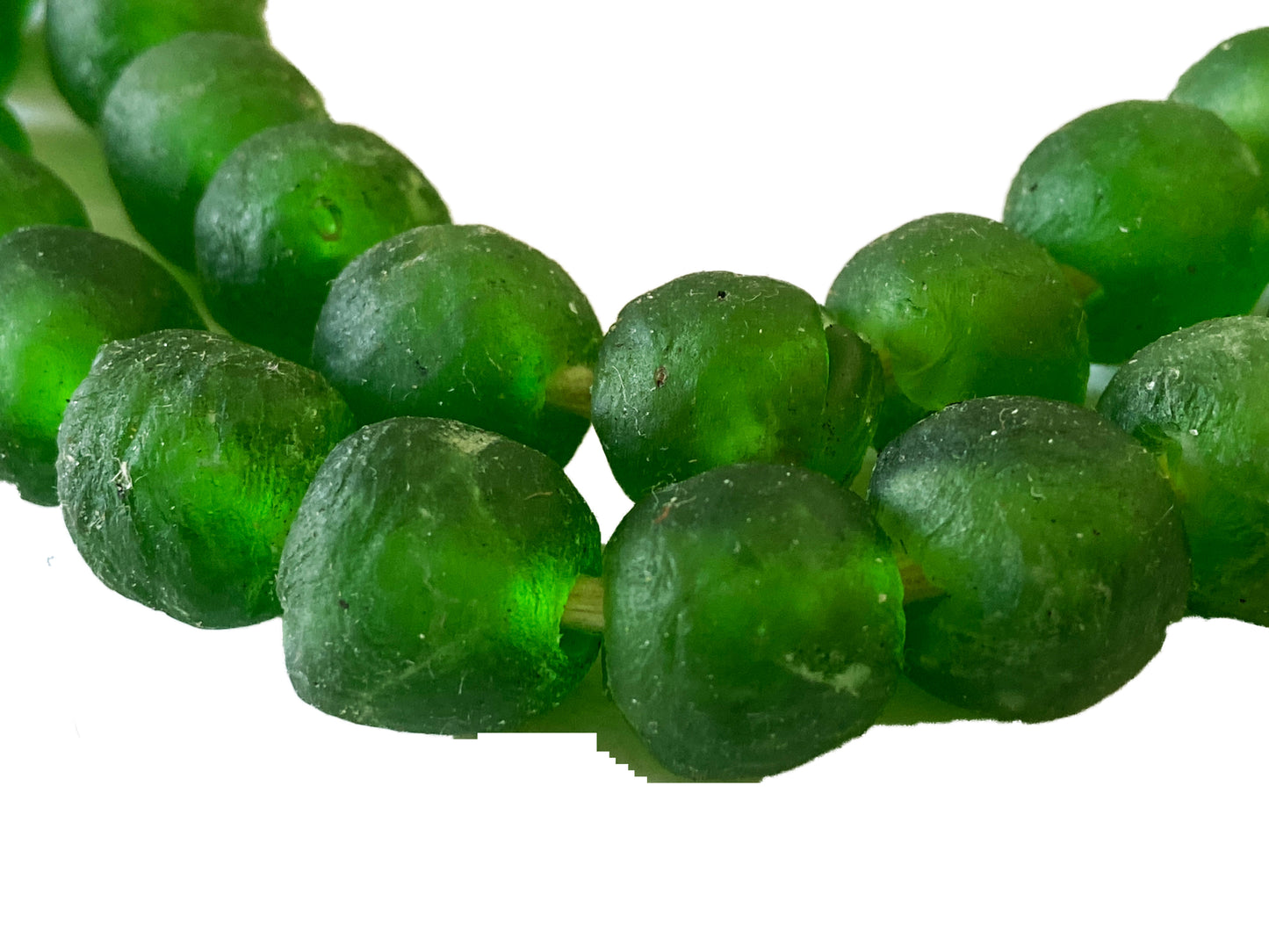 #2289 African Emerald Glass Trade Beads S/6