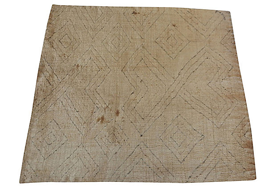 #441 African Kuba Kasai Velvet Raffia Textile Zaire 22.75" by 25"