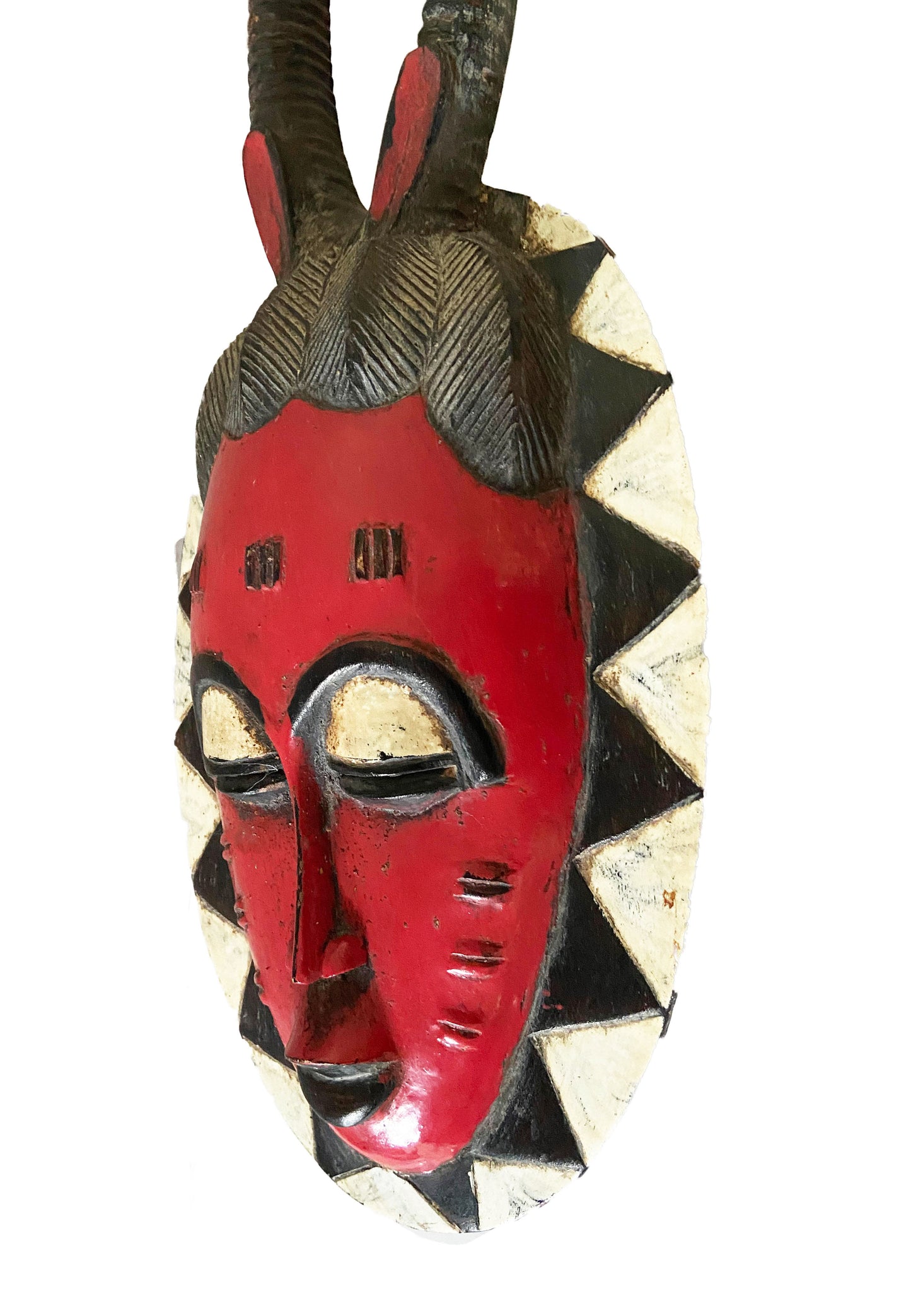 #2246 Vtg African Guru Portrait Bird Mask Cote d'Ivoire 22.5" H