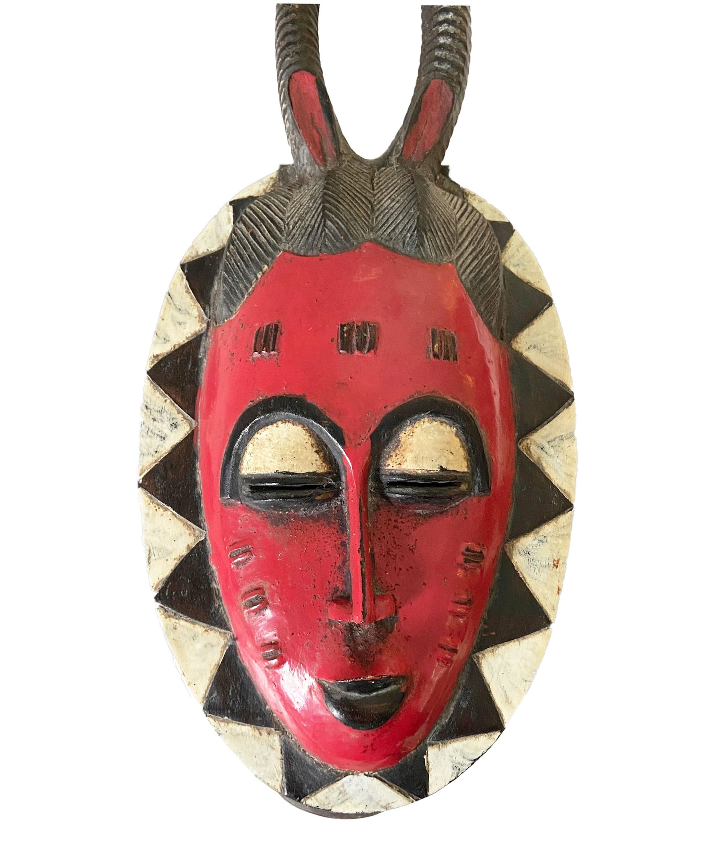 #2246 Vtg African Guru Portrait Bird Mask Cote d'Ivoire 22.5" H